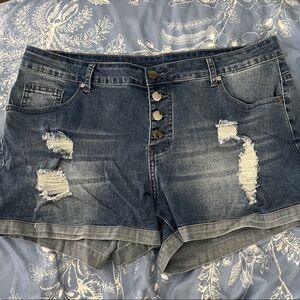 Distressed Denim Shorts